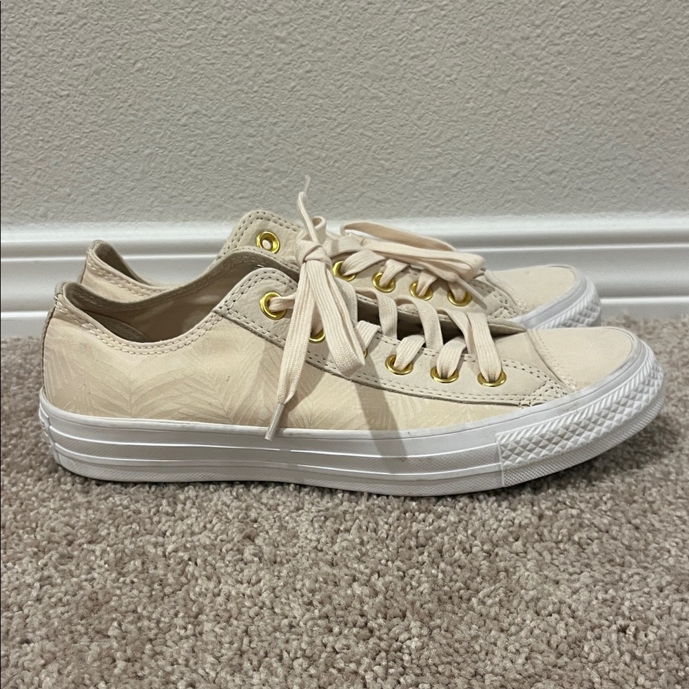 Converse All Star Cream Sneakers with Gold Details